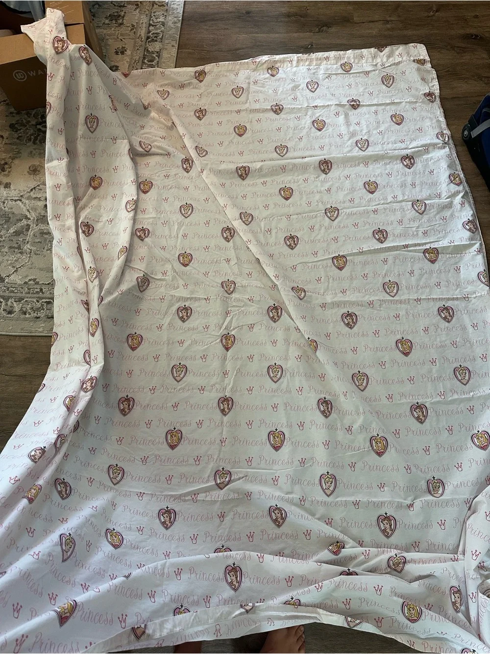 Disney Princess Print Pink White Bedding Set - Fitted & Flat Sheet